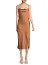 Renee C Women's Satin Midi Slip Dress In Caramel