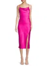 Renee C Women's Satin Midi Slip Dress In Fuchsia