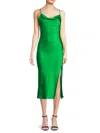 Renee C Women's Satin Midi Slip Dress In Green