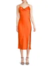 Renee C Women's Satin Midi Slip Dress In Orange