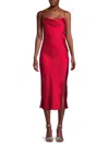 Renee C Women's Satin Midi Slip Dress In Red