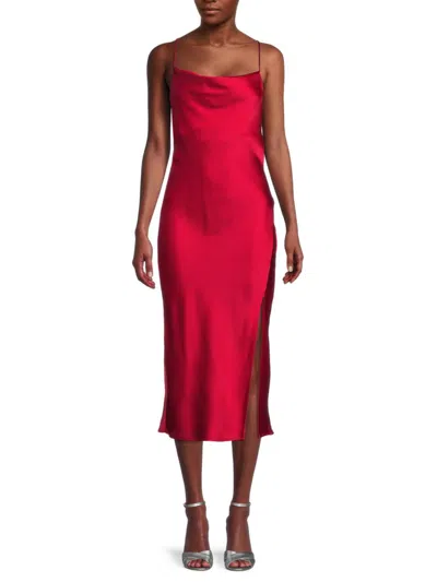 Renee C Women's Satin Midi Slip Dress In Red