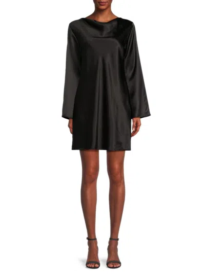 Renee C Women's Satin Shift Mini Dress In Black