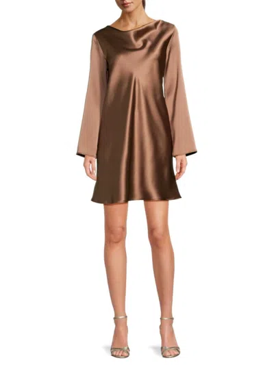 Renee C Women's Satin Shift Mini Dress In Dune