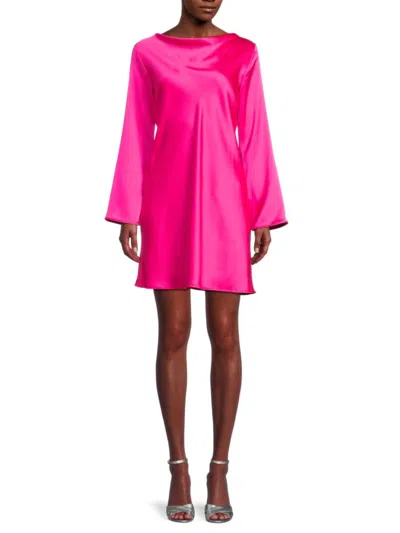 Renee C Women's Satin Shift Mini Dress In Fuchsia