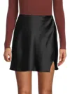 Renee C Women's Satin Mini Skirt In Black