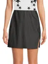 Renee C Women's Satin Mini Skirt In Black Tencel