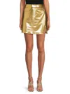 Renee C Women's Satin Mini Skirt In Metallic Gold