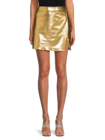 Renee C Women's Satin Mini Skirt In Metallic Gold
