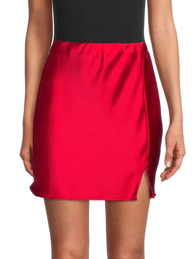 Renee C Women's Satin Mini Skirt In Red