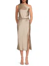 Renee C Women's Satin One Shoulder Midi Dress In Beige