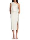 RENEE C WOMEN'S SATIN ONE SHOULDER MIDI DRESS