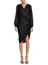 Renee C Ruched Satin Dress In Black