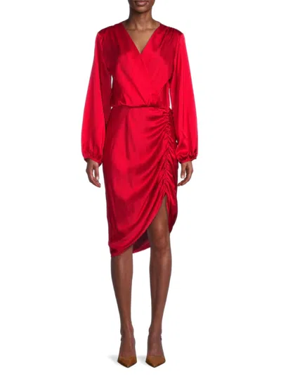 Renee C Women's Satin Ruched Blouson Dress In Red
