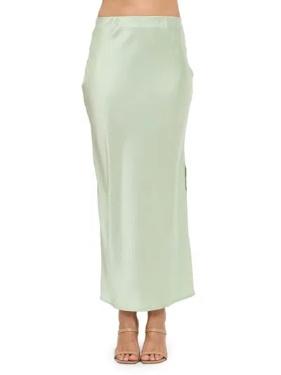 Renee C Women's Satin Side Slit Maxi Skirt