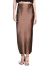 Renee C Women's Satin Side Slit Maxi Skirt In Dune