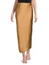 Renee C Women's Satin Side Slit Maxi Skirt In Gold