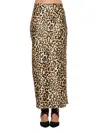 Renee C Women's Satin Side Slit Maxi Skirt In Leopard