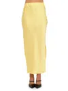 Renee C Women's Satin Side Slit Maxi Skirt In Yellow