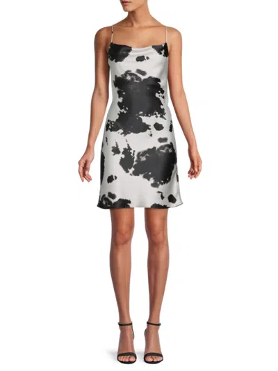 Renee C Women's Satin Slip Dress In Black White