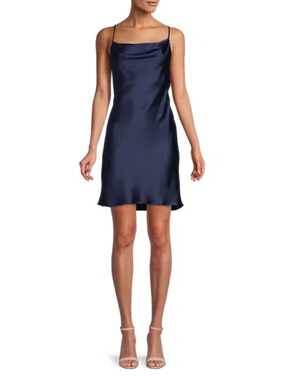 Renee C Women's Satin Slip Dress In Navy