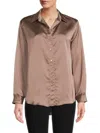Renee C Women's Satin Tie Waist Top In Dune