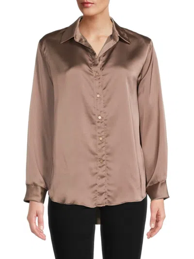 Renee C Women's Satin Tie Waist Top In Dune