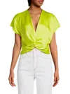 RENEE C WOMEN'S SATIN TWISTED CROP TOP