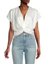 RENEE C WOMEN'S SATIN TWISTED CROP TOP