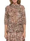 Renee C Women's Scarf Detail Animal Print Sheer Blouse In Chocolate