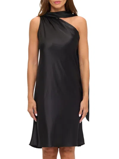Renee C Women's Scarf Neck One-shoulder Dress In Black