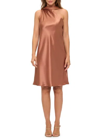 Renee C Women's Scarf Neck One-shoulder Dress In Brown
