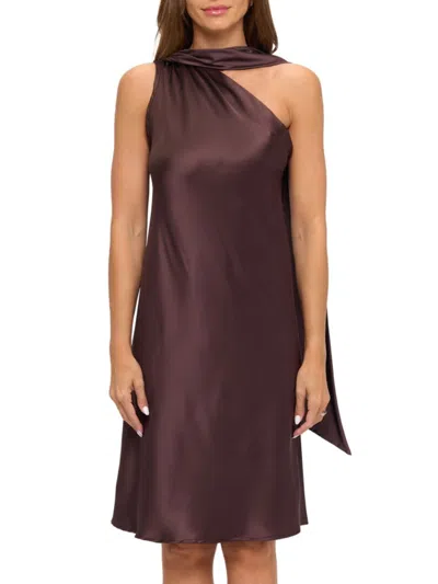 Renee C Women's Scarf Neck One-shoulder Dress In Brown