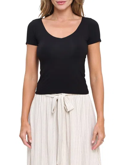 Renee C Women's Scoop Neck Knit Top In Black