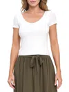 Renee C Women's Scoop Neck Knit Top In Off White
