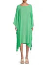 Renee C Women's Semi Sheer Asymmetric Midi Dress In Tea Green