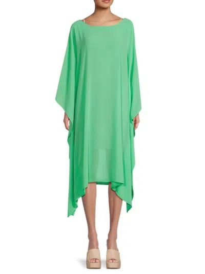 Renee C Women's Semi Sheer Asymmetric Midi Dress In Tea Green