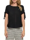 Renee C Women's Semi Sheer Short Sleeeve Top In Black