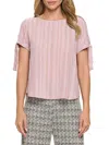Renee C Women's Semi Sheer Short Sleeeve Top In Blush