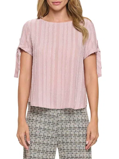 Renee C Women's Semi Sheer Short Sleeeve Top In Blush