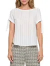 Renee C Women's Semi Sheer Short Sleeeve Top In Ivory