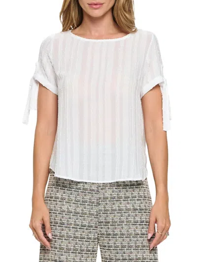 Renee C Women's Semi Sheer Short Sleeeve Top In Ivory