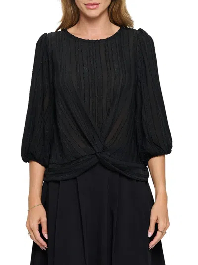 Renee C Women's Semi Sheer Twisted Top In Black