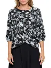 Renee C Women's Semi Sheer Twisted Top In Black Multicolor