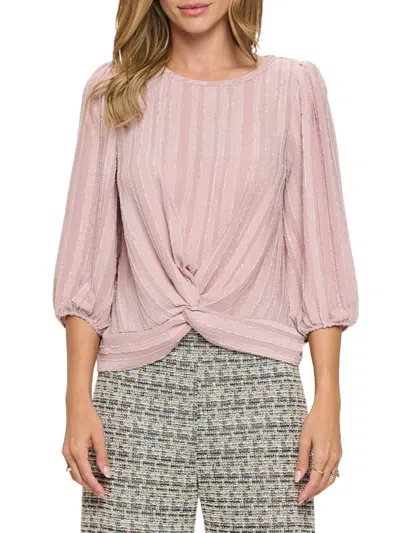 Renee C Women's Semi Sheer Twisted Top In Mauve