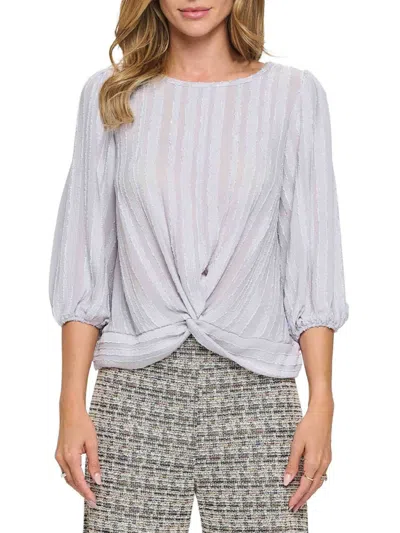 Renee C Women's Semi Sheer Twisted Top In Silver