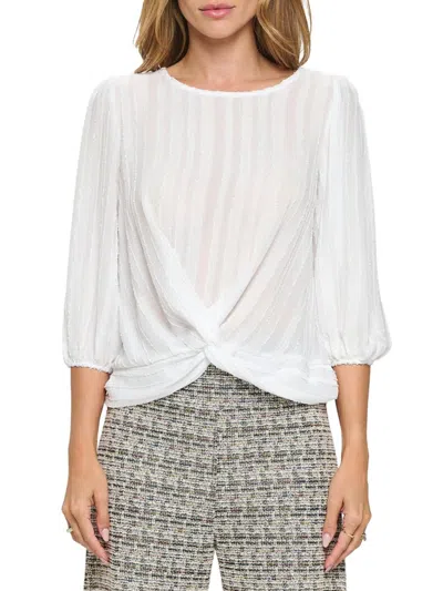 Renee C Women's Semi Sheer Twisted Top In White