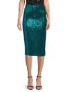 Renee C Women's Sequin Side Slit Skirt In Teal