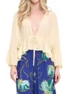 Renee C Women's Sheer Bell Sleeve Blouse