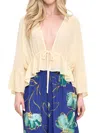 Renee C Women's Sheer Bell Sleeve Blouse In Lemon